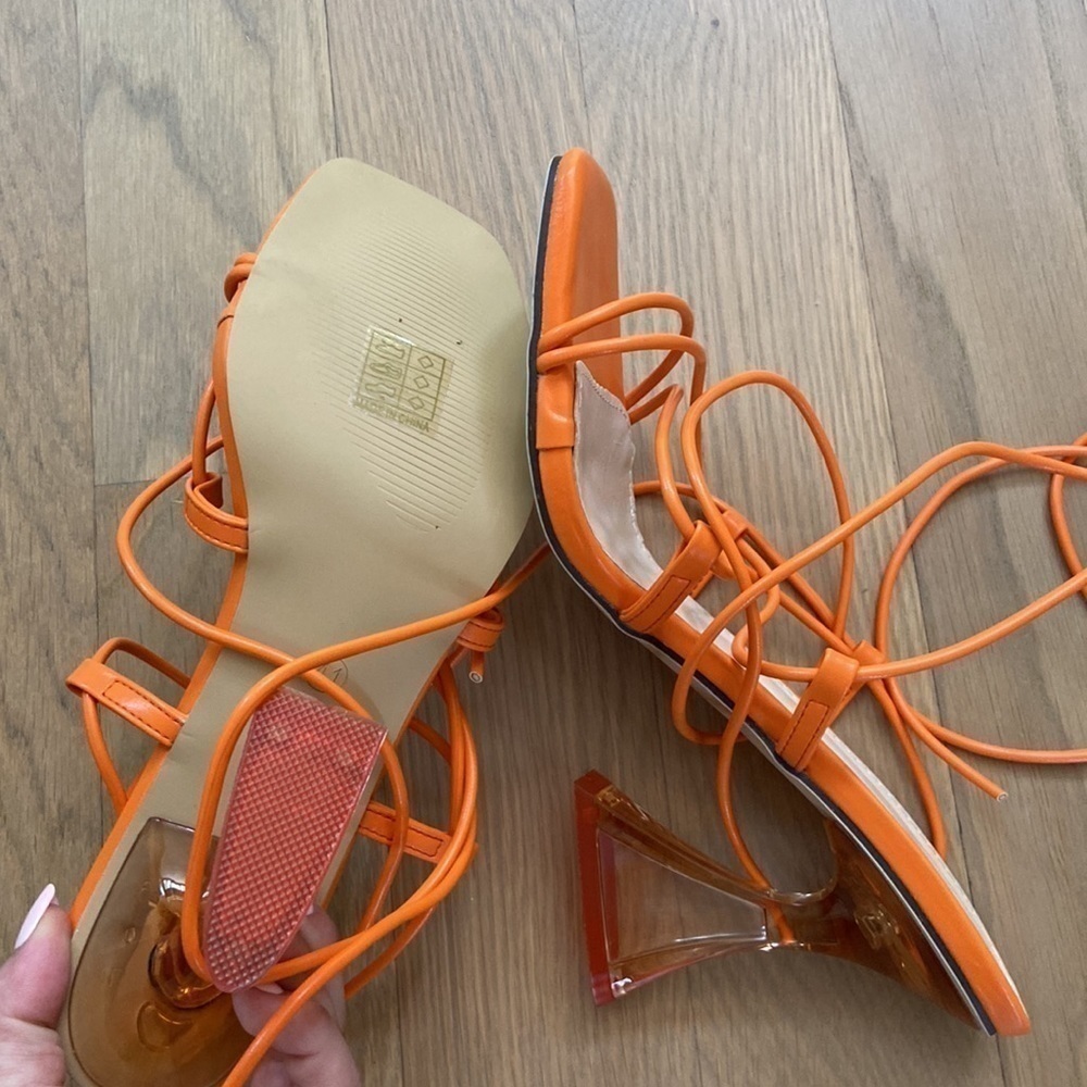 Shein Tie Leg Lace up Heeled Sandal - Picture 3 of 5